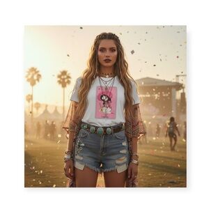 Deadstock: new Valfre ♫ Loteria El Mariachi Short Sleeve T Shirt ♫ White ♫ Small